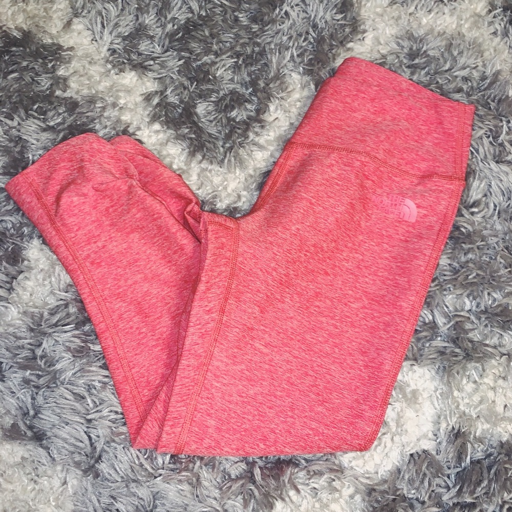 Coral cropped Northface leggings